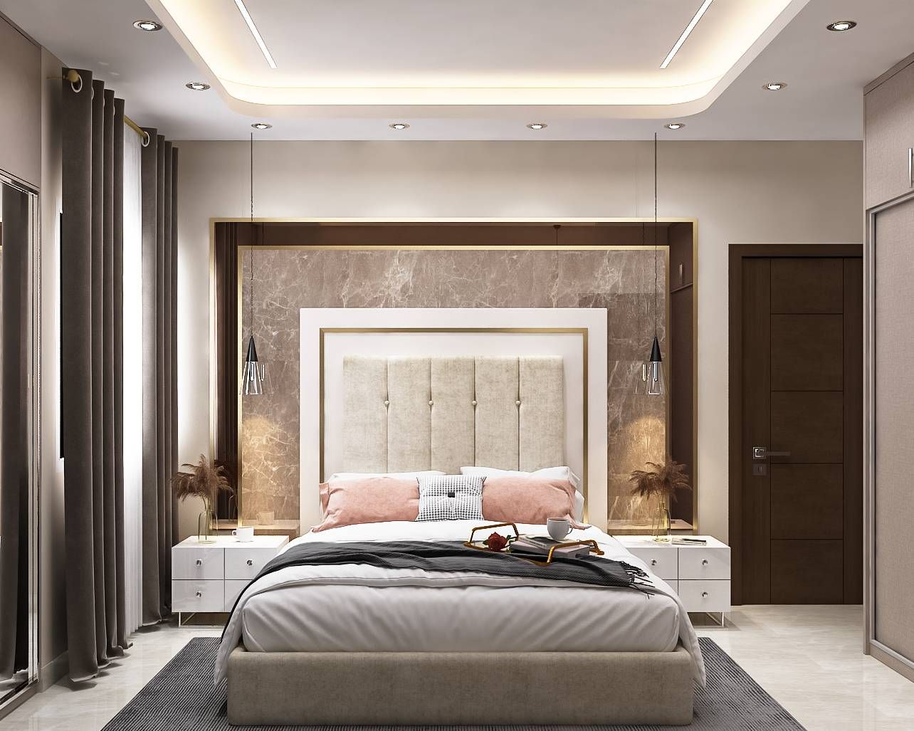 Beige And Brown Modern Bedroom Design