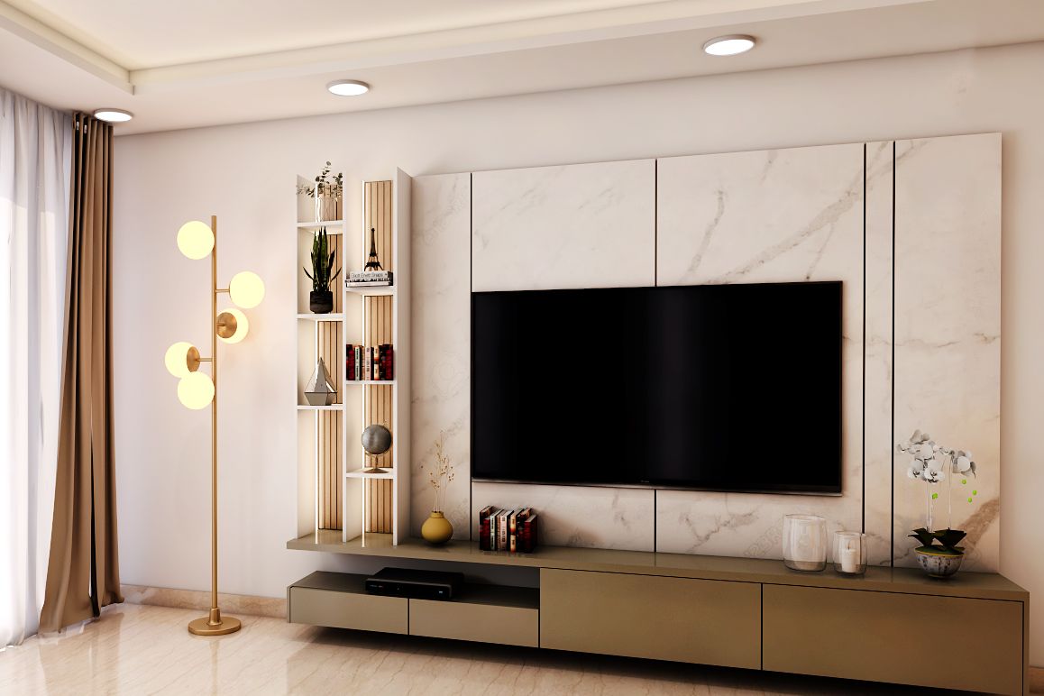 Wall-Mounted Spacious TV Cabinet Design | Livspace