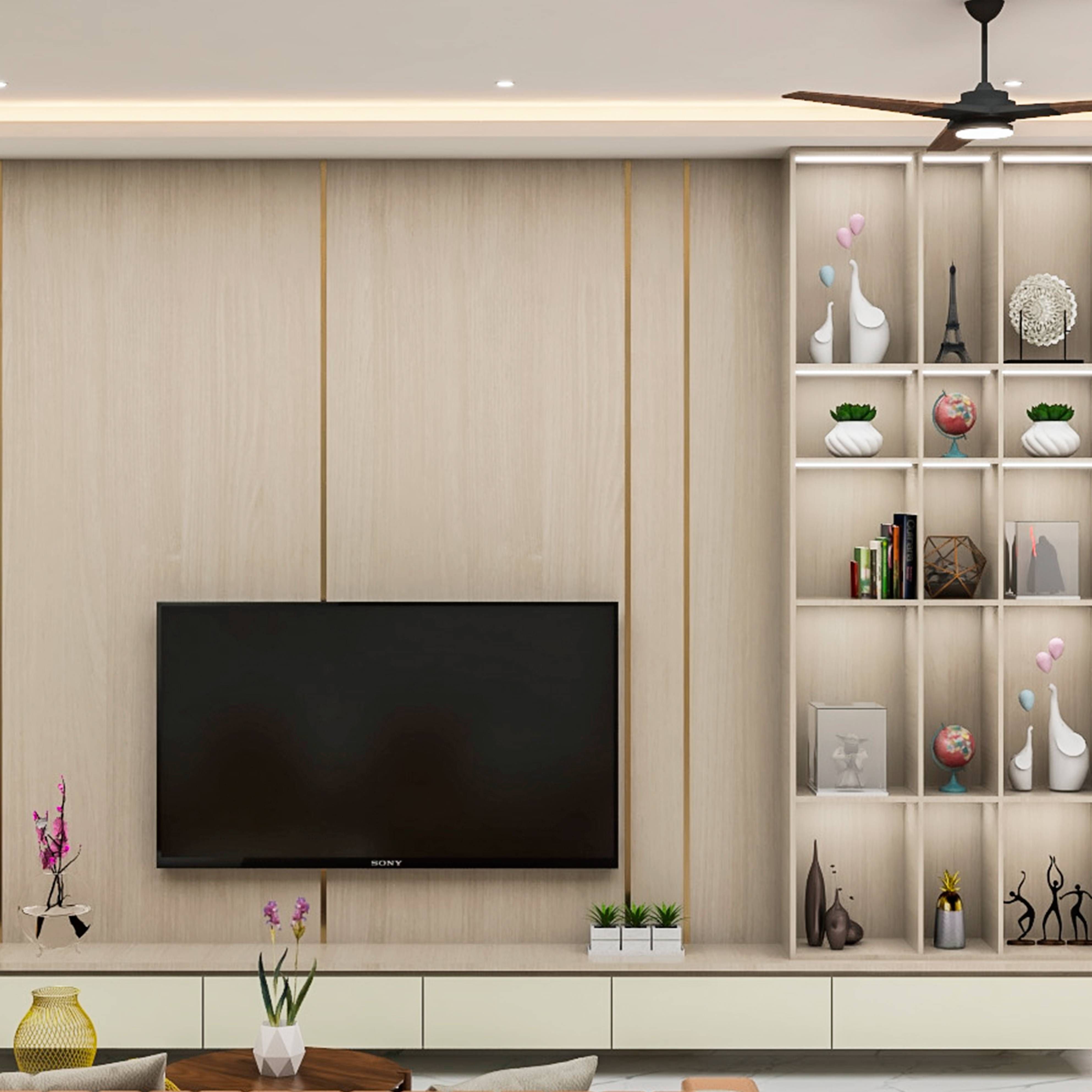 Modern Spacious TV Unit Design With Open Shelves | Livspace