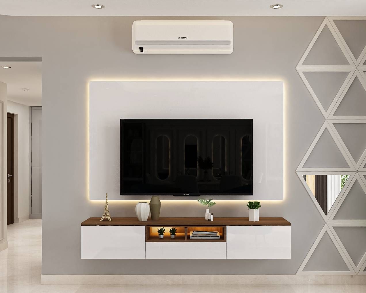 Spacious TV Unit With Minimalist Interior Design | Livspace