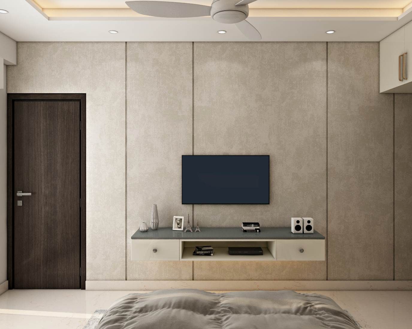 Minimal TV Unit Design With Wall-Mounted Storage