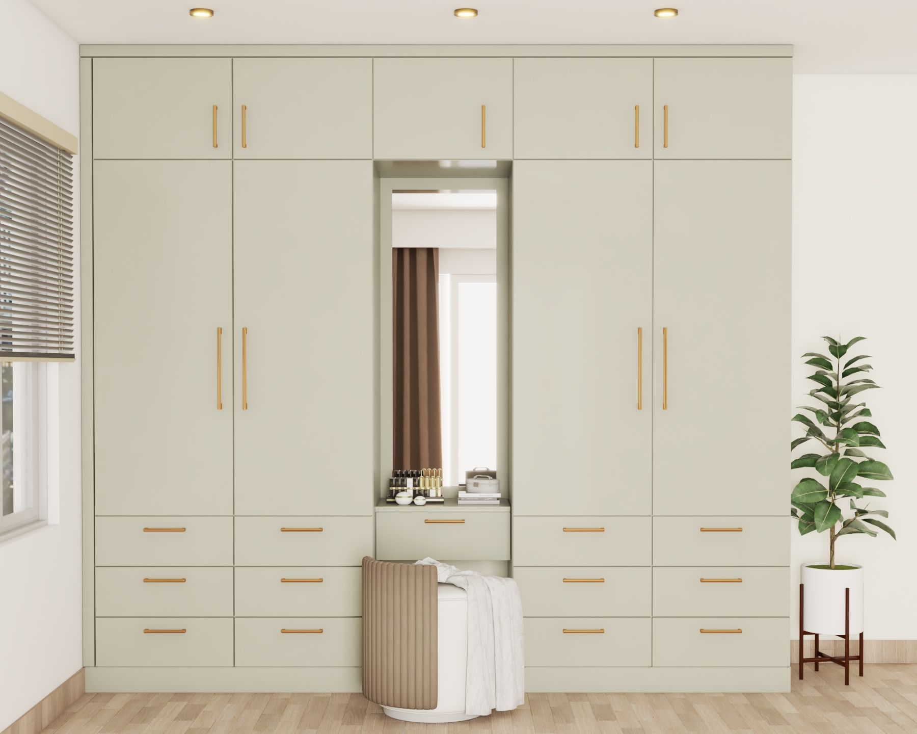 Classy Wardrobe with Dressing Unit and Multiple Drawers