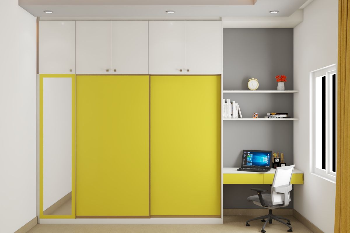 Modern Yellow Sliding Door Wardrobe Design