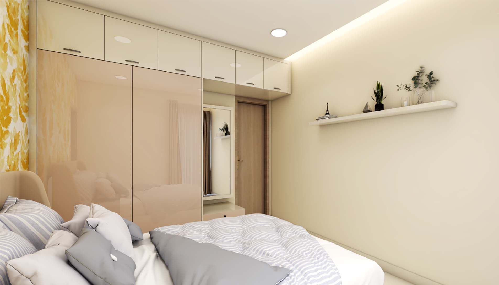 Contemporary 2-Door Wardrobe Design With Loft Storage