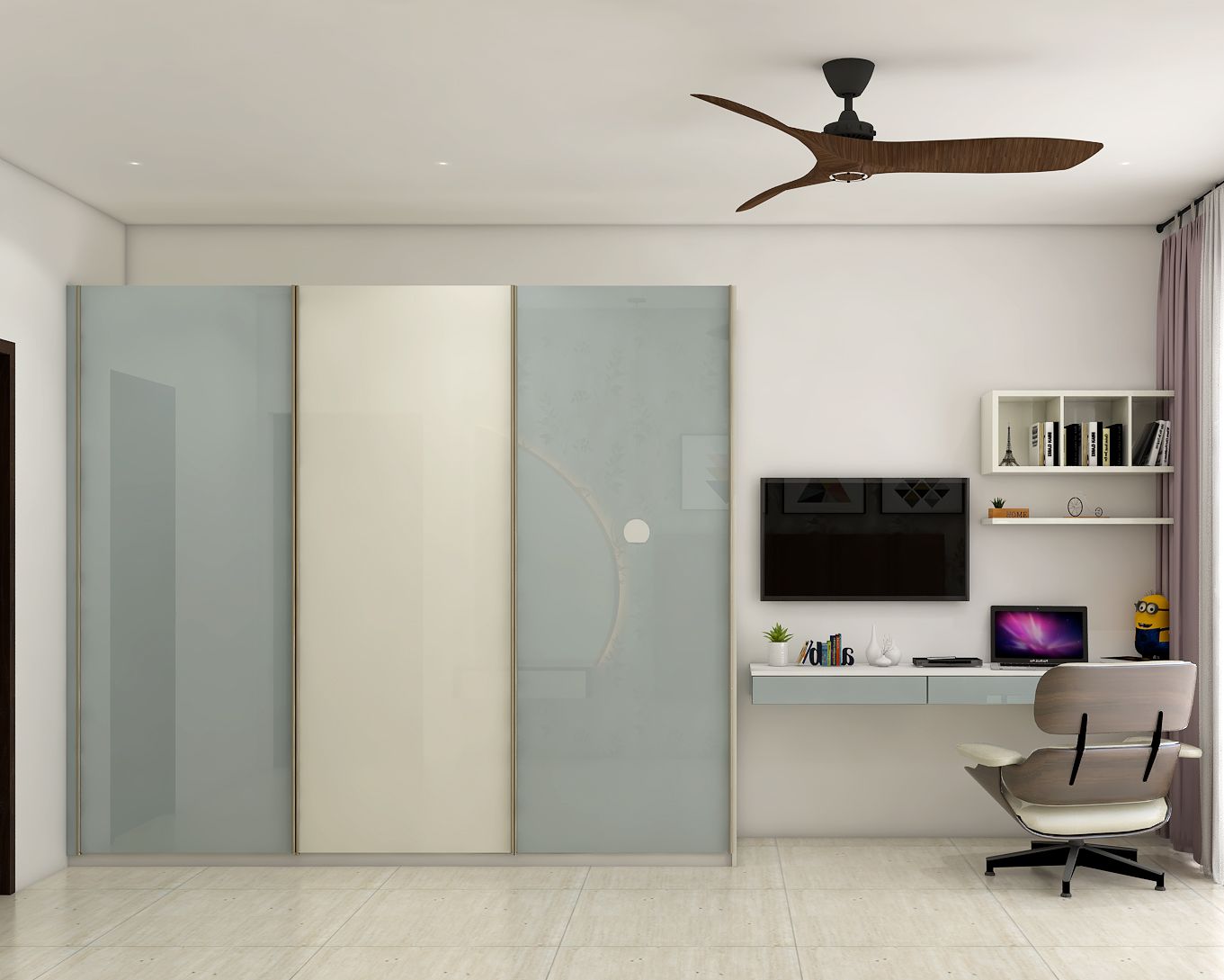 Modern 3-Door Sliding Wardrobe Design For Home Offices