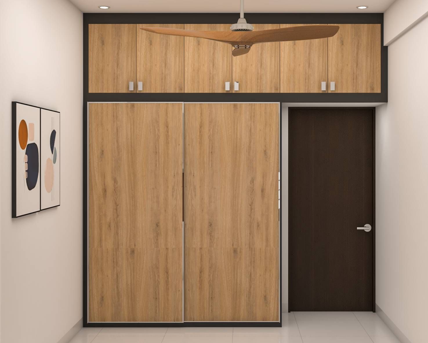 Modern Brown-Toned Wooden Sliding Door Wardrobe Design