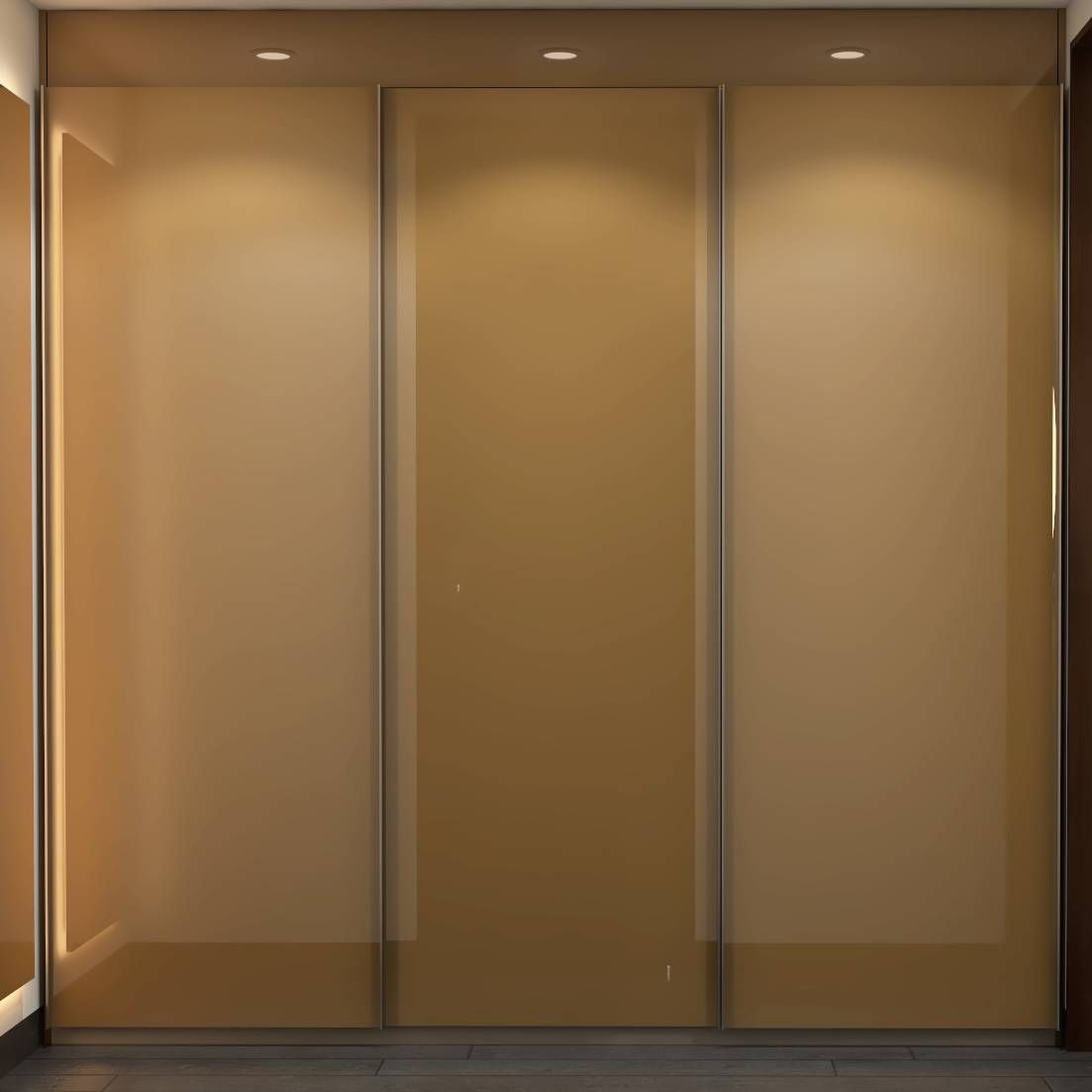 Contemporary 3-Door Wardrobe Design With A Glossy Brown Finish