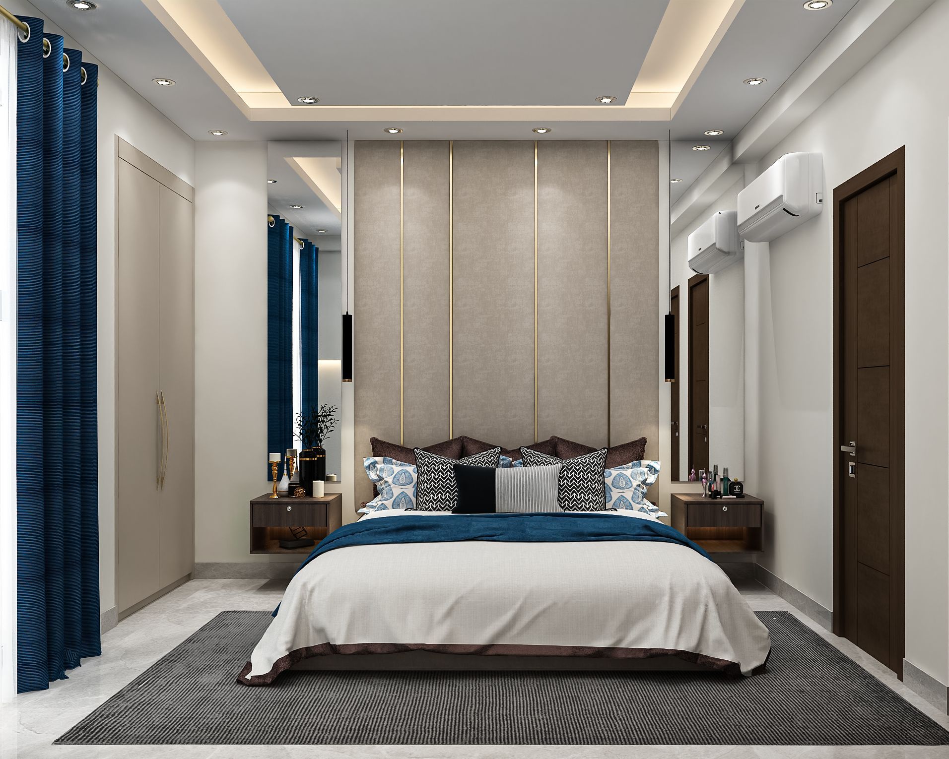 Contemporary Single-Layered Gypsum Ceiling Design With Recessed Lights
