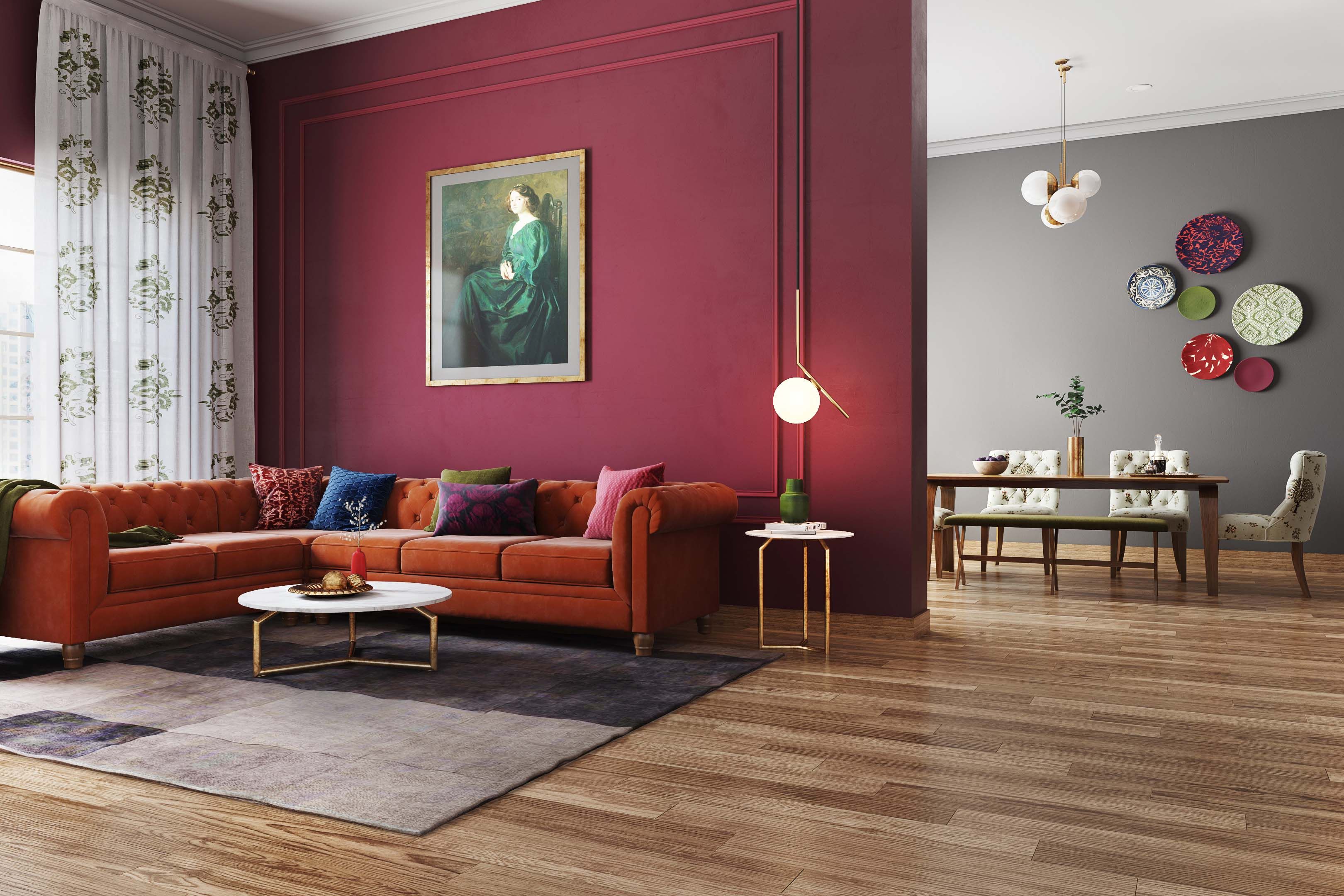 Rectangular Dark Brown Flooring Design | Livspace