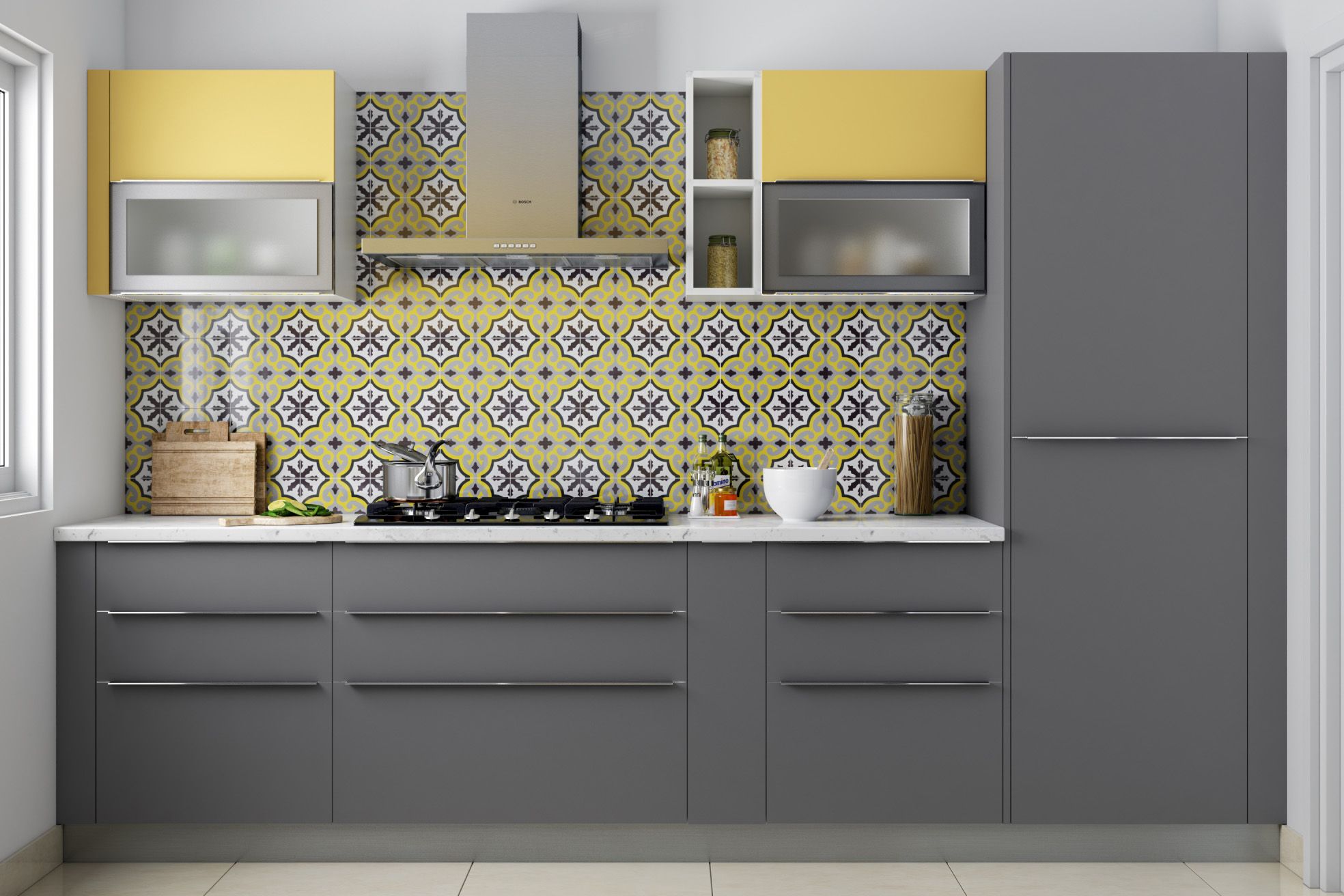 Contemporary Glossy Ceramic Multicoloured Square Kitchen Tile Design