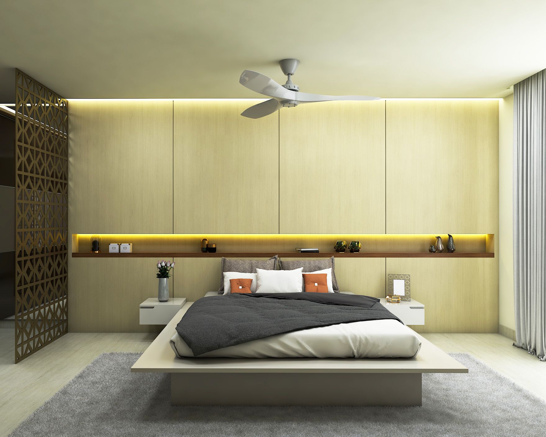 Contemporary Light Brown Wall Panelling Wall Design For Bedrooms