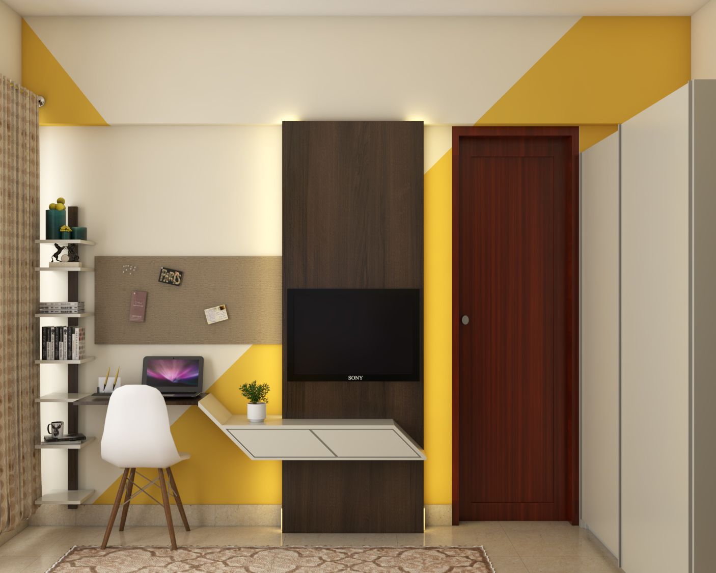 Contemporary Multicoloured Wall Paint Design For Study Rooms