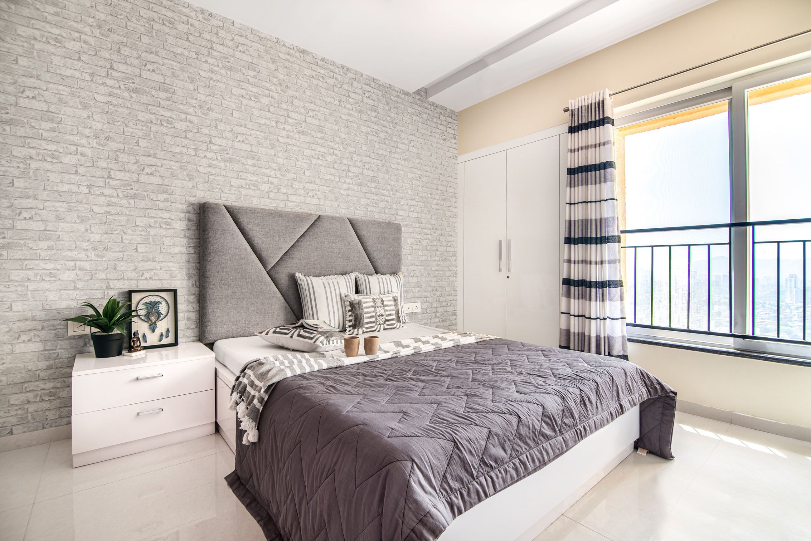 Modern Guest Room Design With Grey Stone Cladding