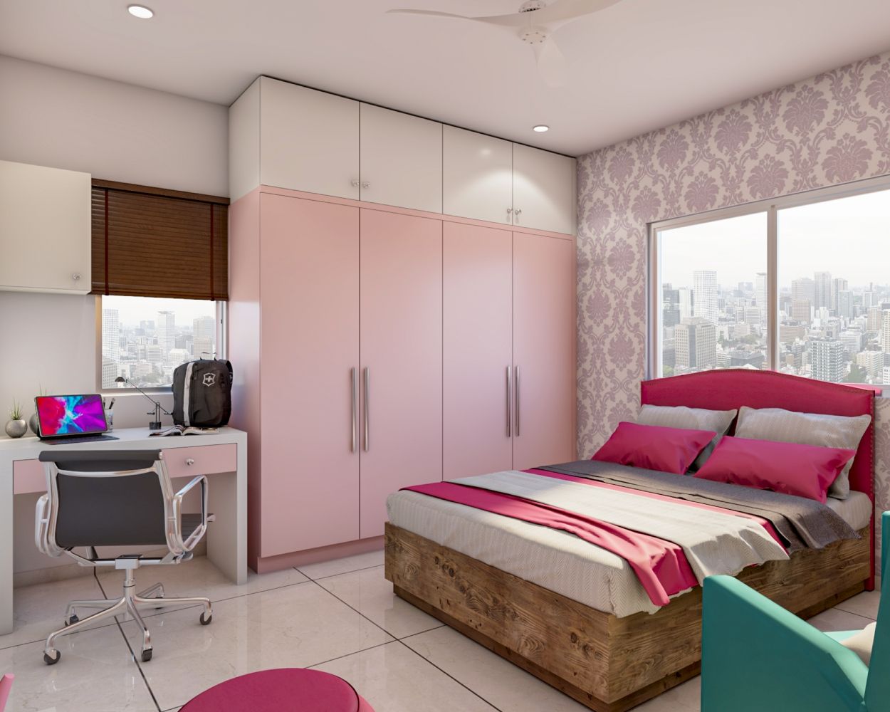 Modern Master Bedroom Design With Pink Interiors