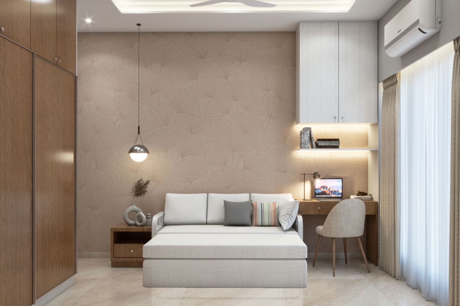 Modern Floral Bedroom Wallpaper Design In Brown