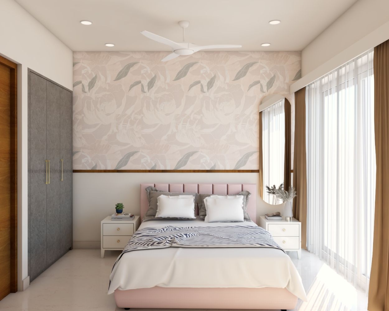 Modern Abstract Leafy Multicoloured Bedroom Wallpaper Design