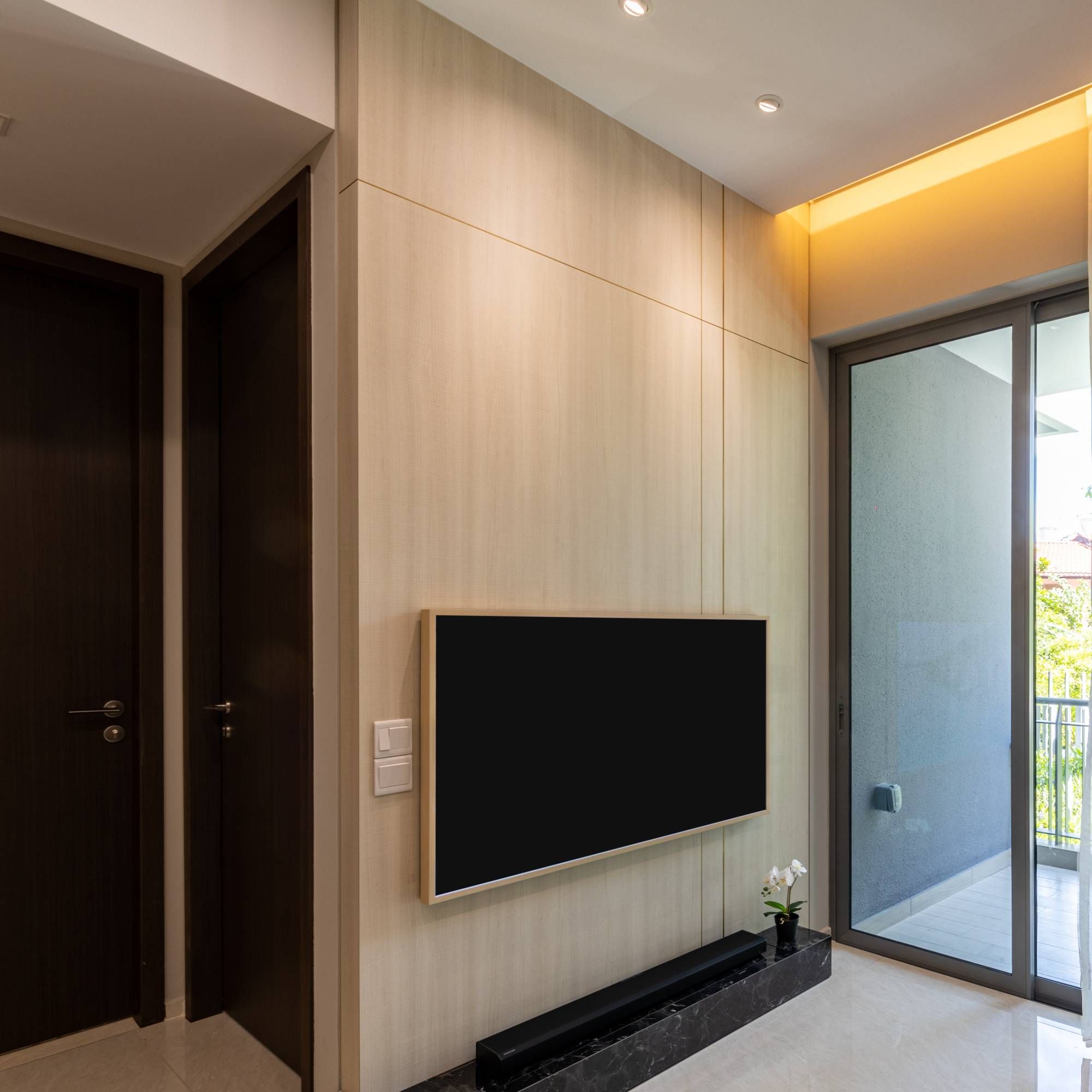 Light Wooden Laminate Design For Living Rooms | Livspace