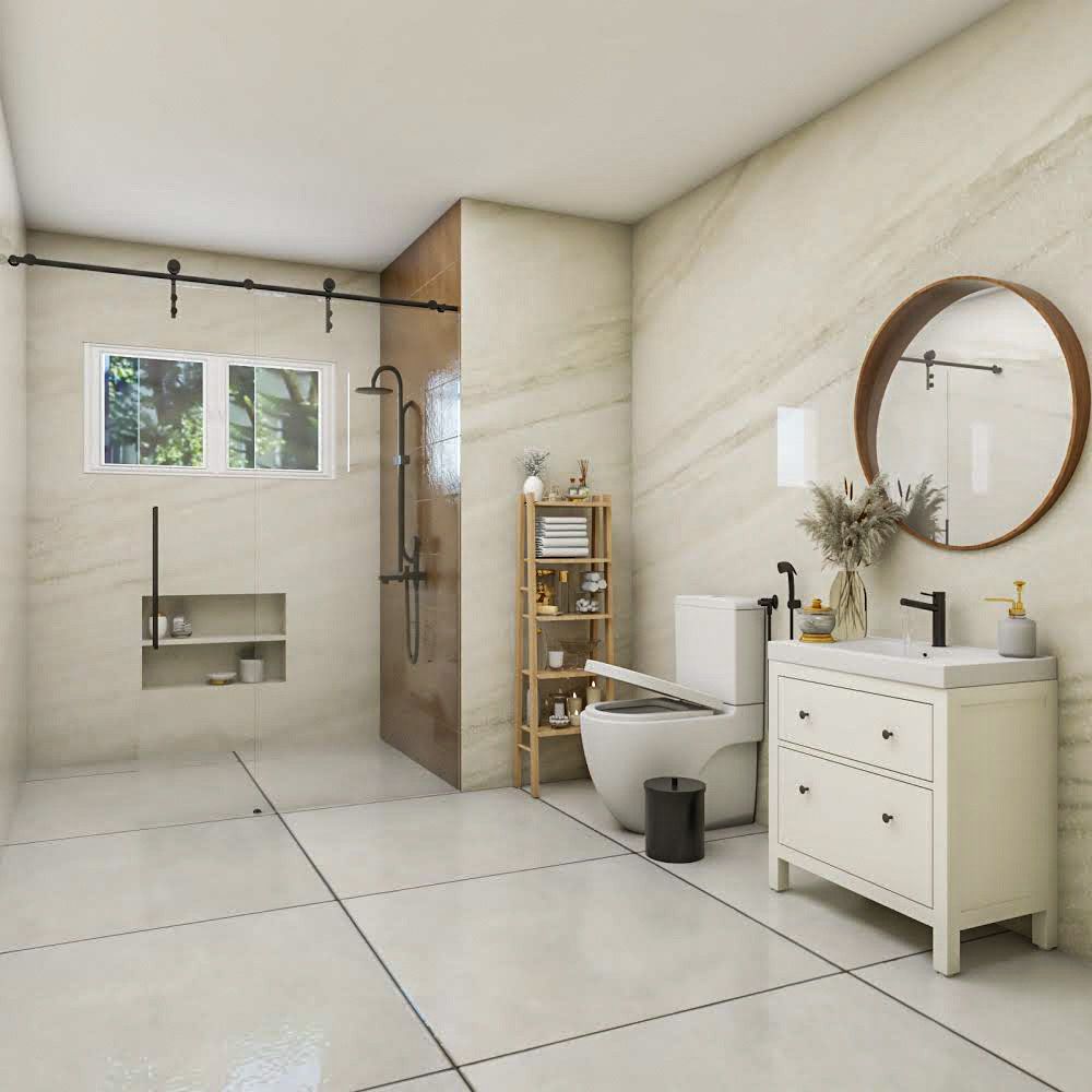 Small Bathroom Design With Marble Wall | Livspace
