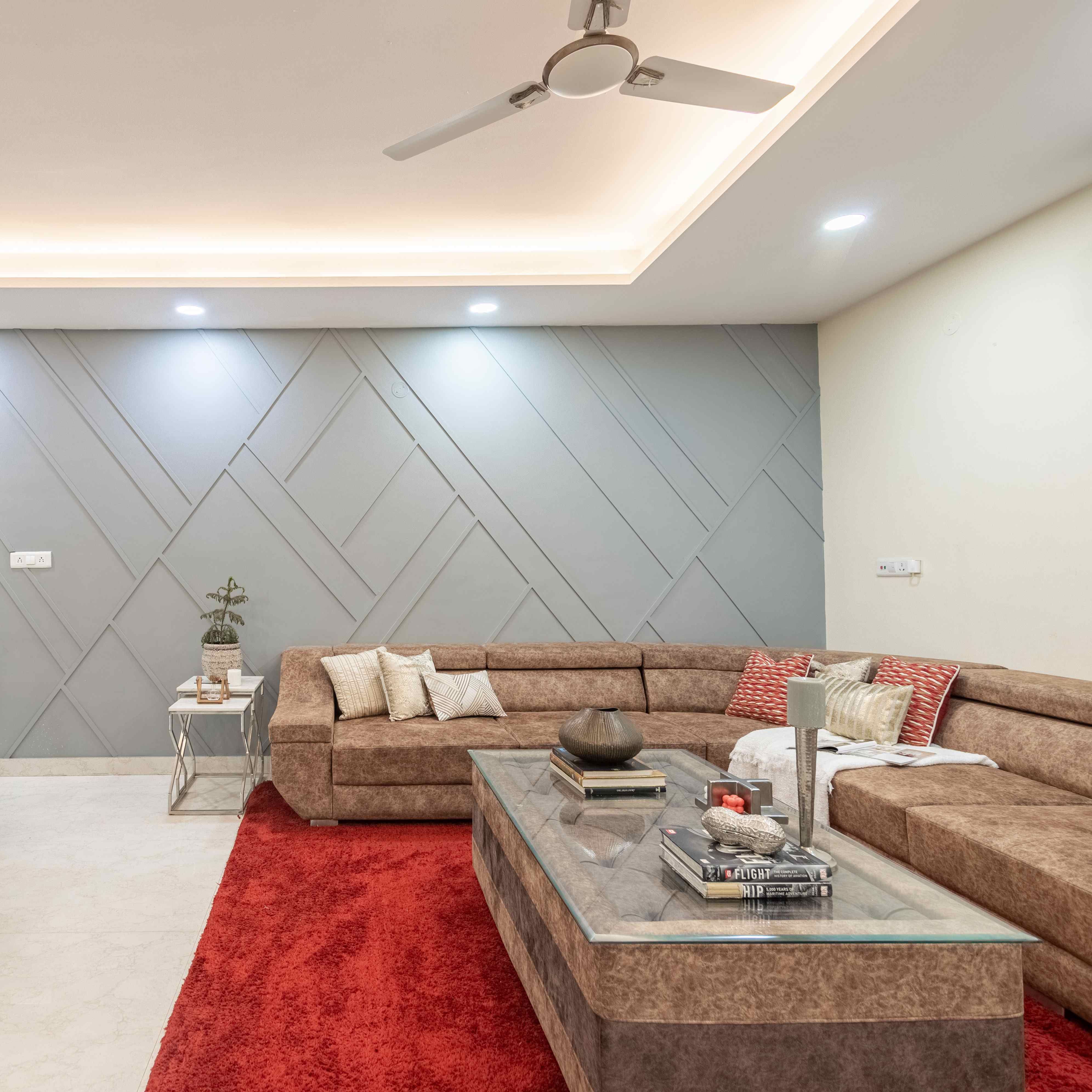 Contemporary Living Room Wall Design With Grey Paint