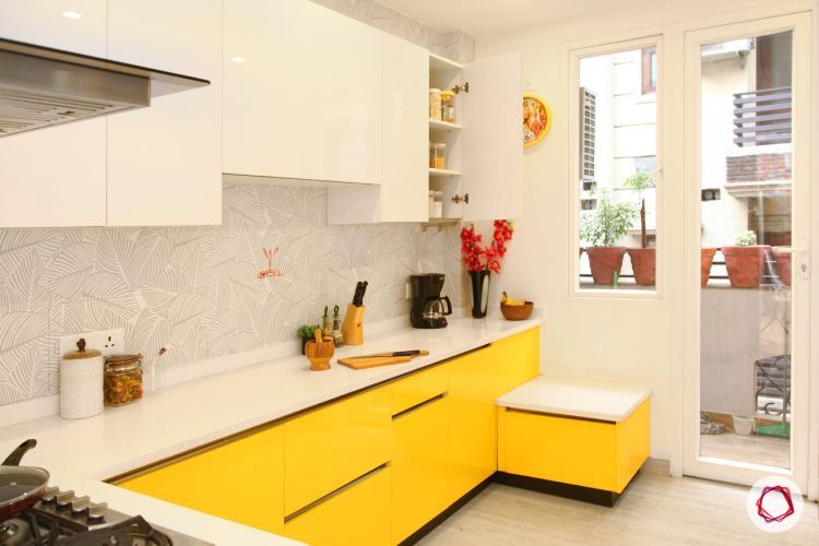 delhi modular kitchen yellow