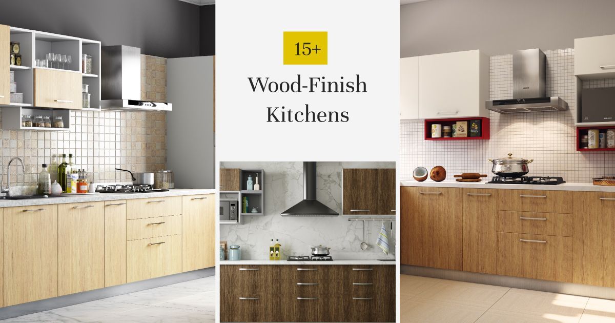 15 Modern Kitchens In Wood Finish, Wooden Kitchen Cabinets Designs India