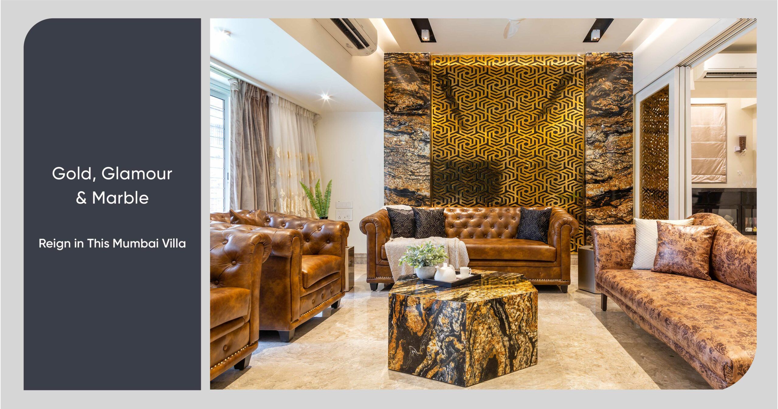 Modern Villa Design With Italian Marble and Gold Elements in Mumbai