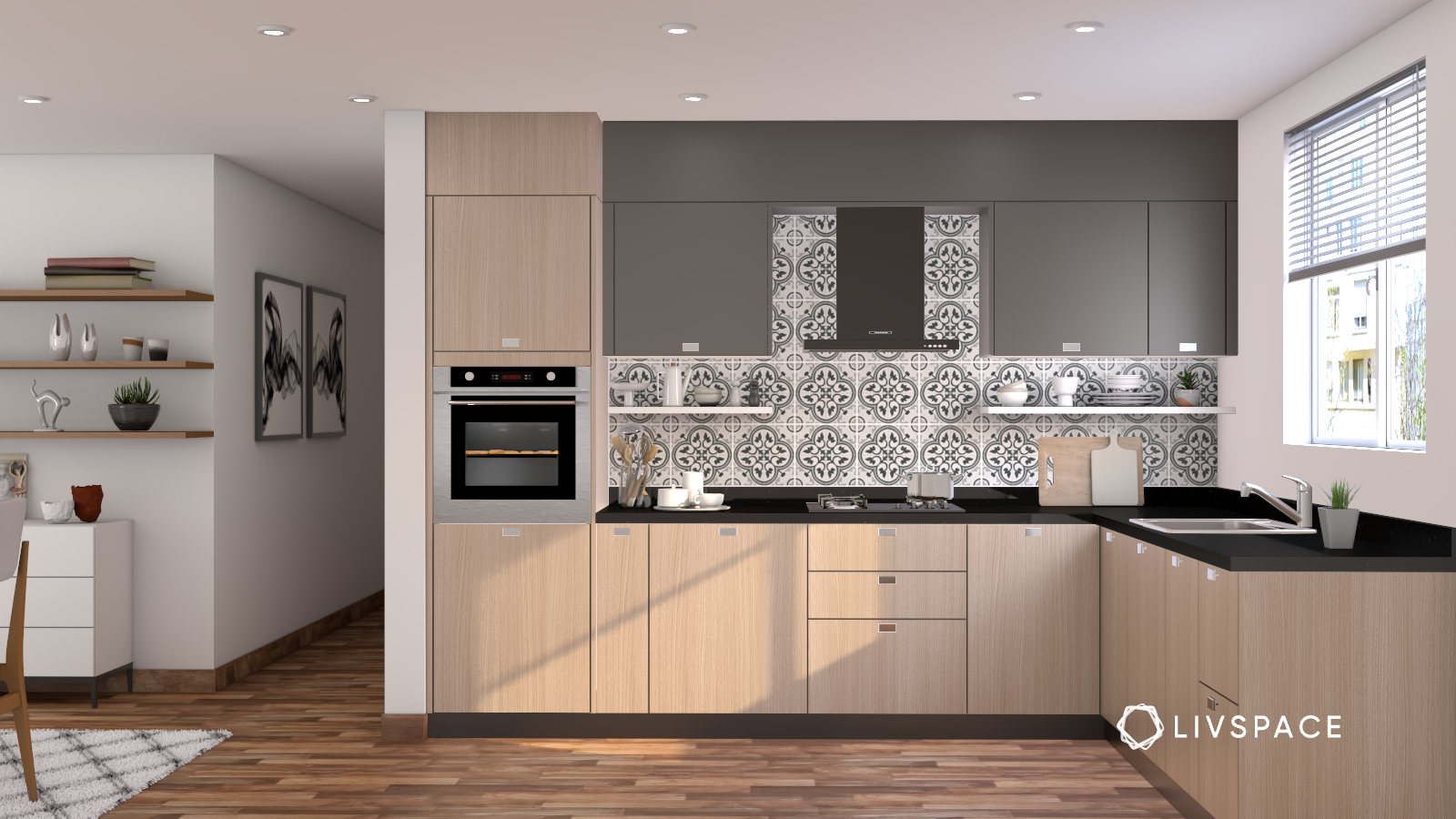 Spacious L-Shaped Modular Kitchen
