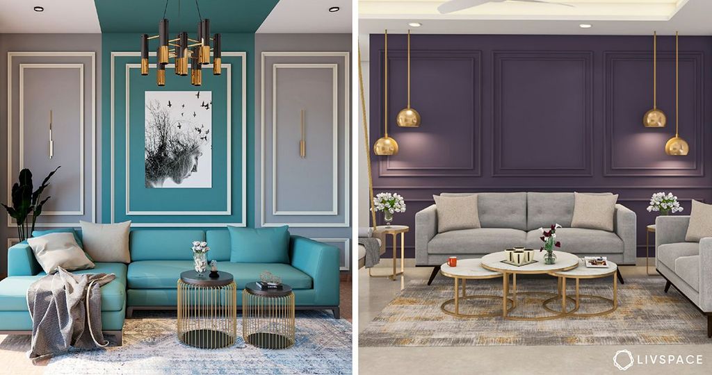 Living Room Wall Colour Combination With Blue