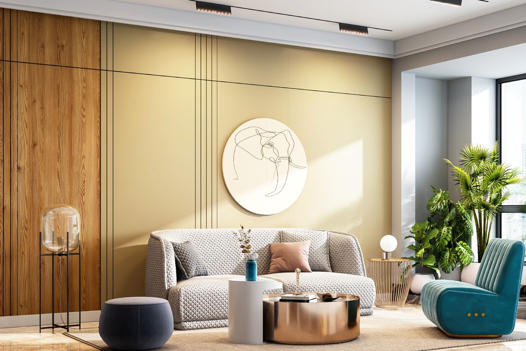 Single-Layered Gypsum Ceiling Design With Spot Lights | Livspace
