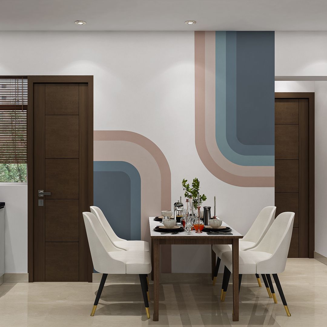 4-Seater Modern Dining Room Design with Wooden Dining Table and Chairs ...