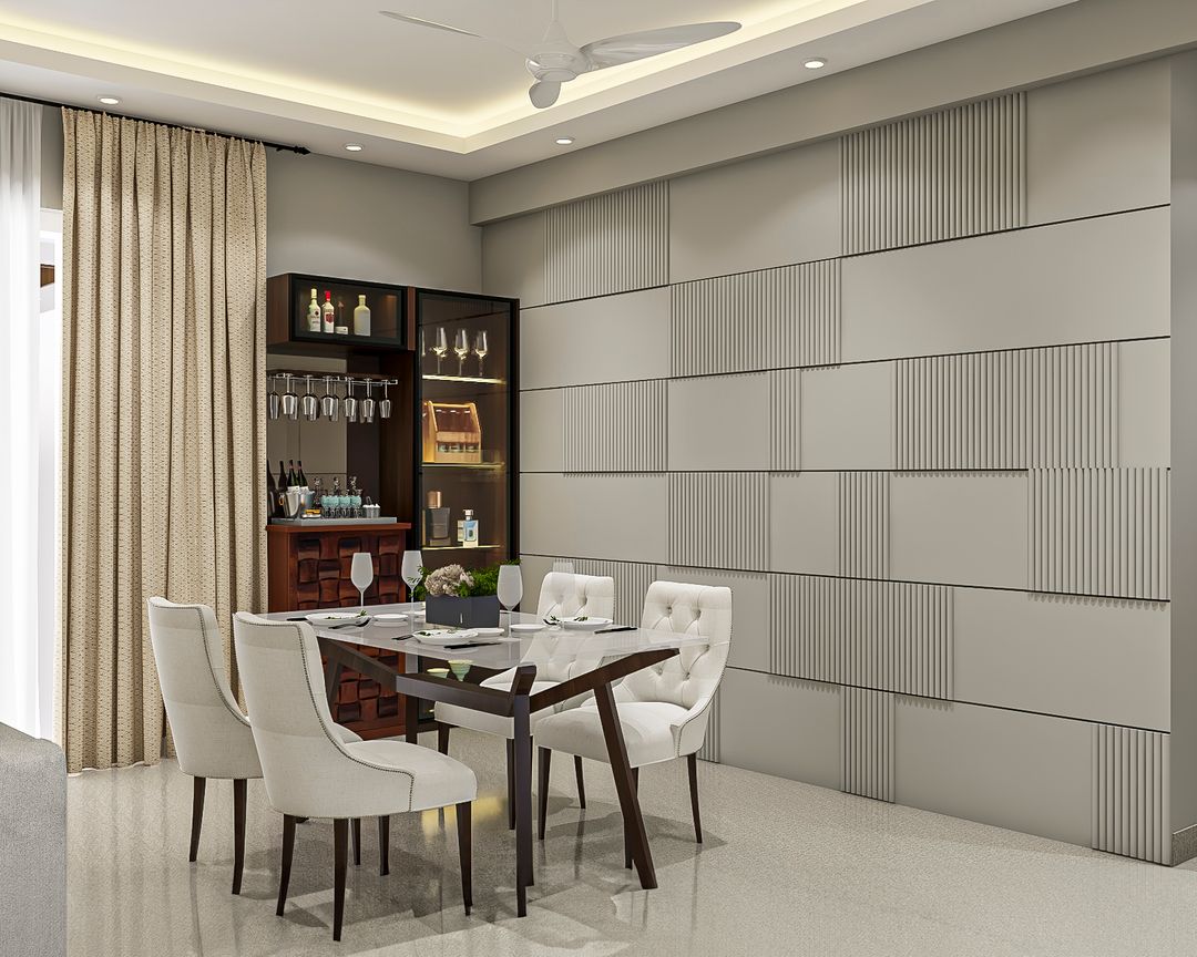 Dining Room Design with Contemporary Wooden Leg Furniture and Recessed ...