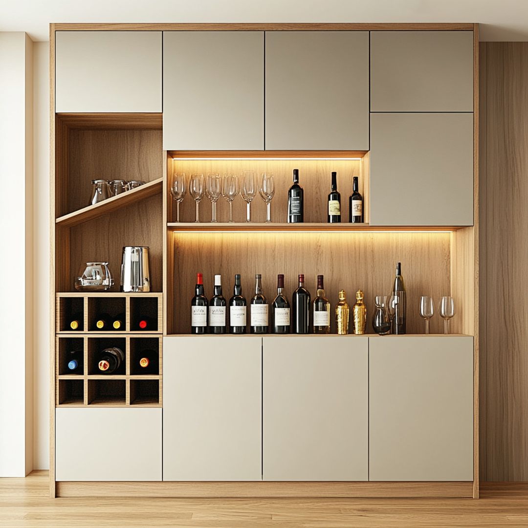 Home Bar Design with Modern Wine Storage and Display | Livspace