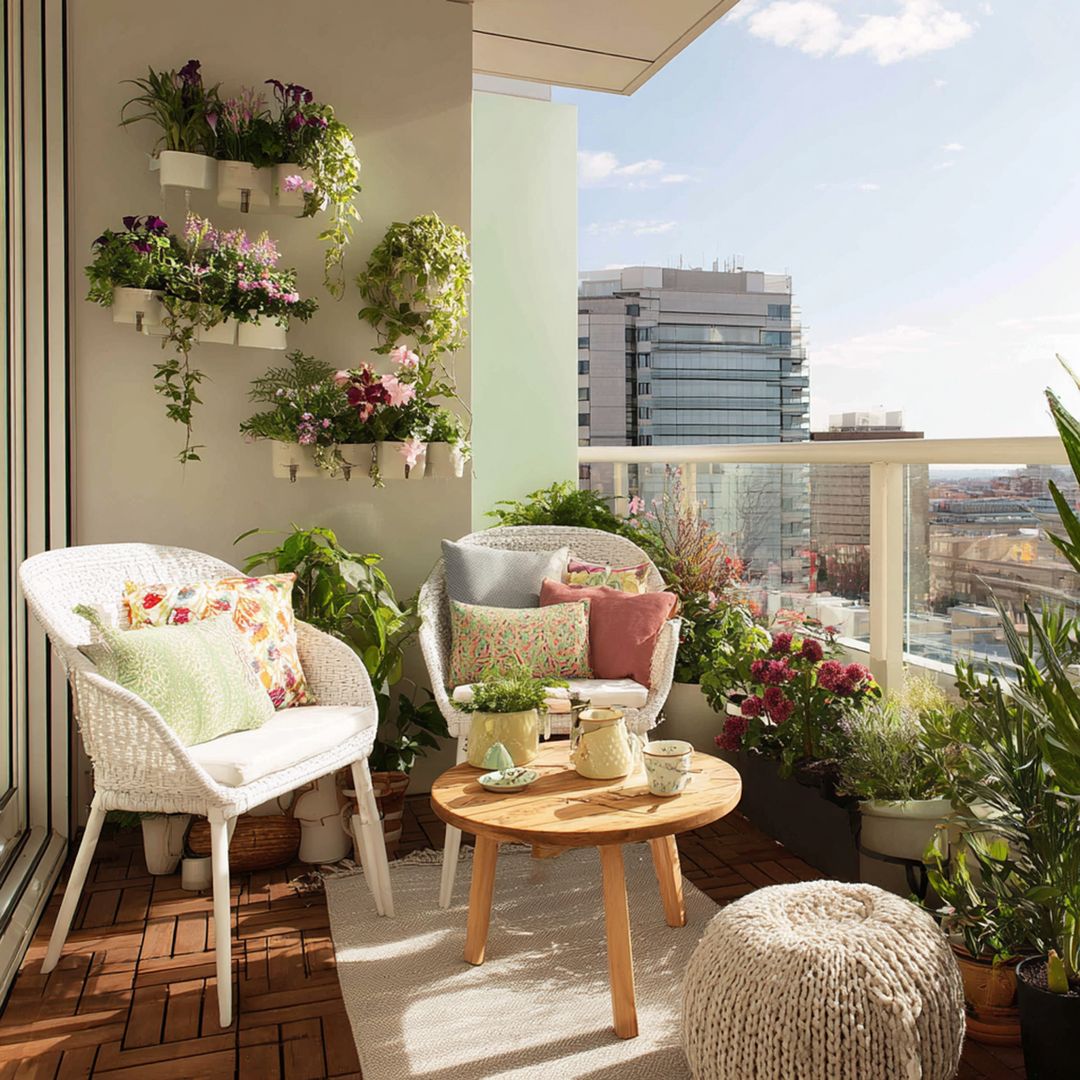 boho-balcony-design-with-vertical-white-planter-garden-livspace