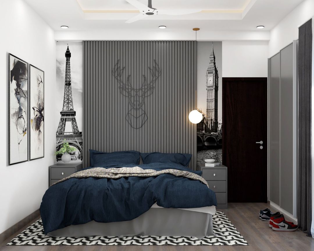 Grey Spacious Boy's Room Design | Livspace