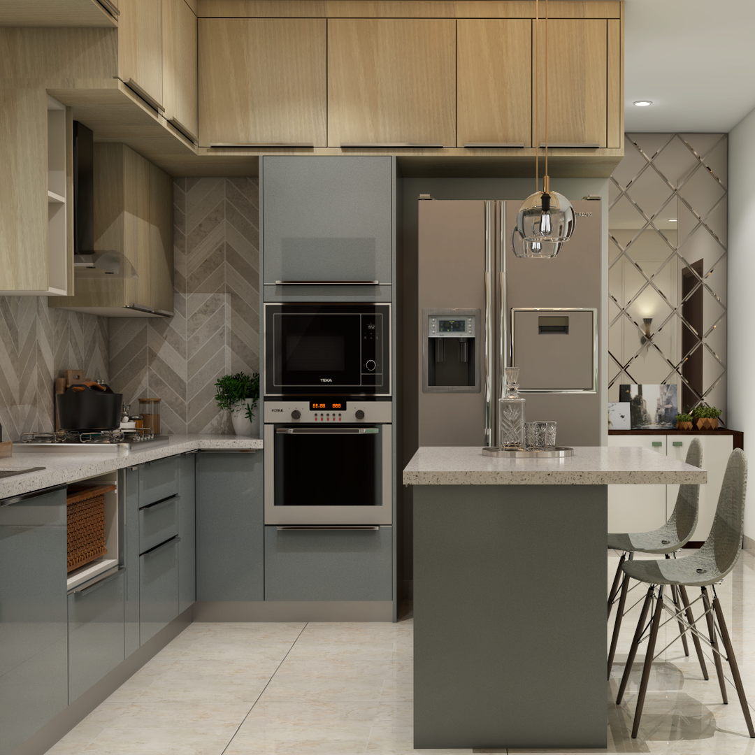 Compact Kitchen Design Idea With White Counter | Livspace