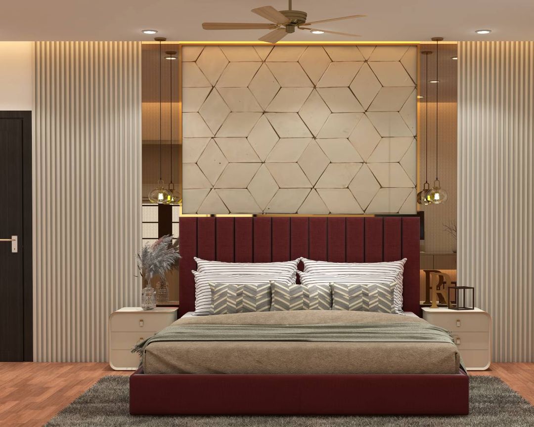 Classic Master Bedroom With Hanging Lights | Livspace