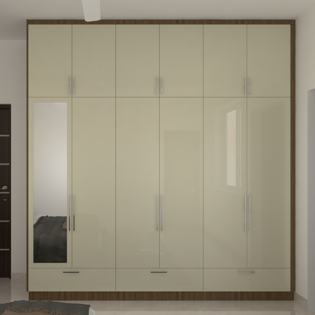 Spacious Wardrobe Design With Glossy Finish | Livspace