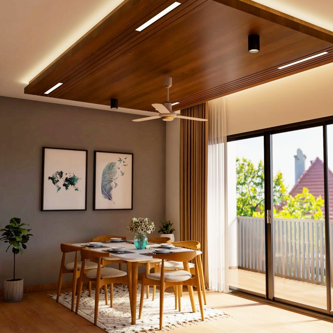 Classic Wooden Ceiling Design With Track Lights And Recessed Cove ...
