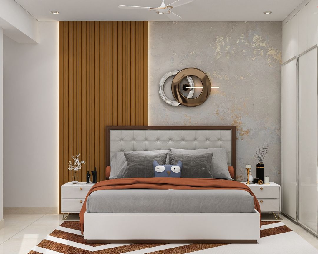 Contemporary Guest Bedroom Design with Cozy Carpet and Sliding Wardrobe ...