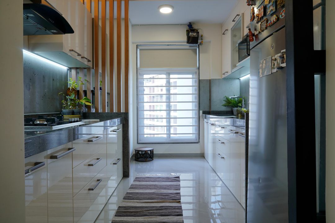 Parallel Kitchen Design With A Granite Countertop | Livspace