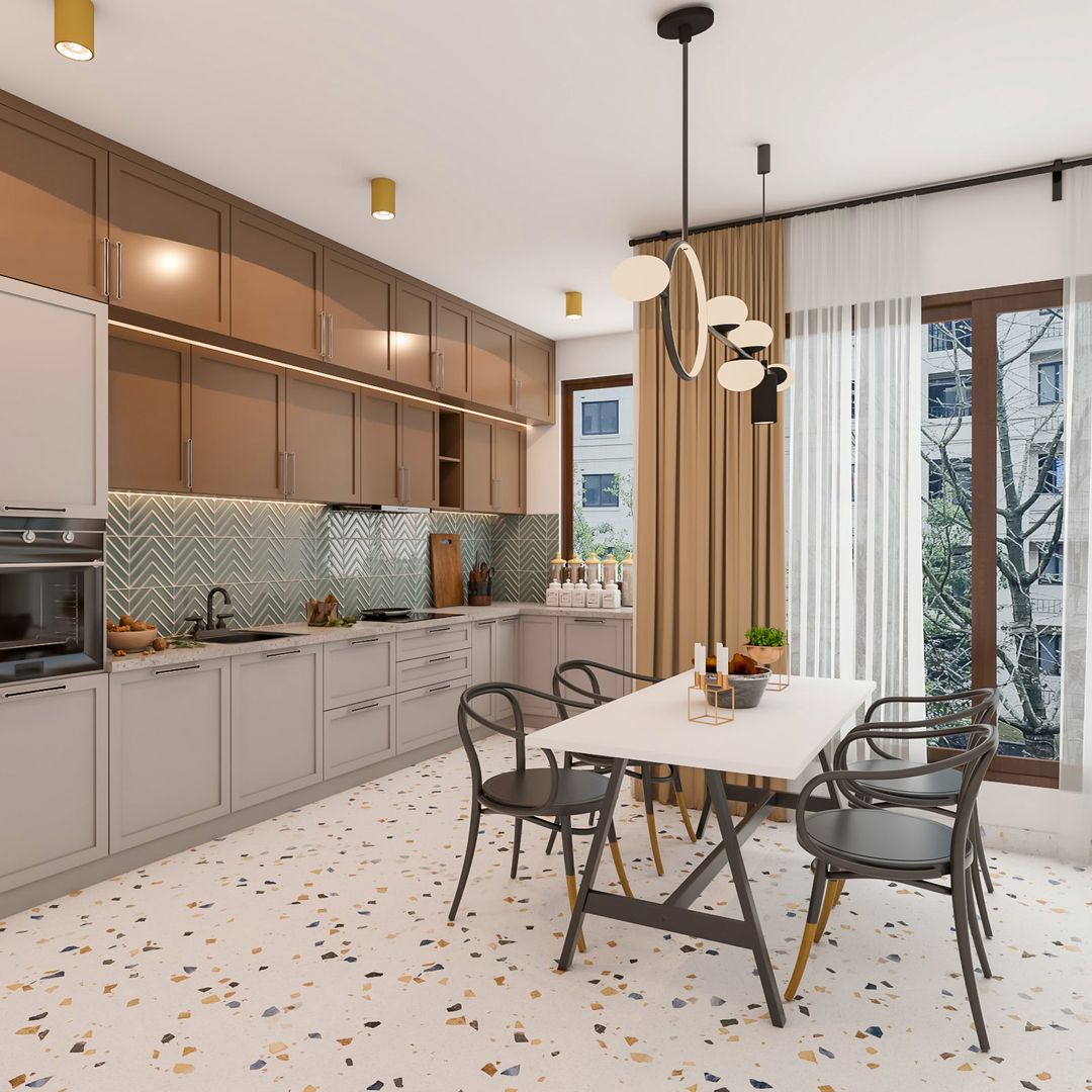 Opulent Salvia Pallida and Alche Corno Open Kitchen Design | Livspace