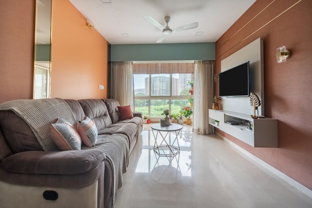 Contemporary Themed Spacious Convenient Living Room Design | Livspace