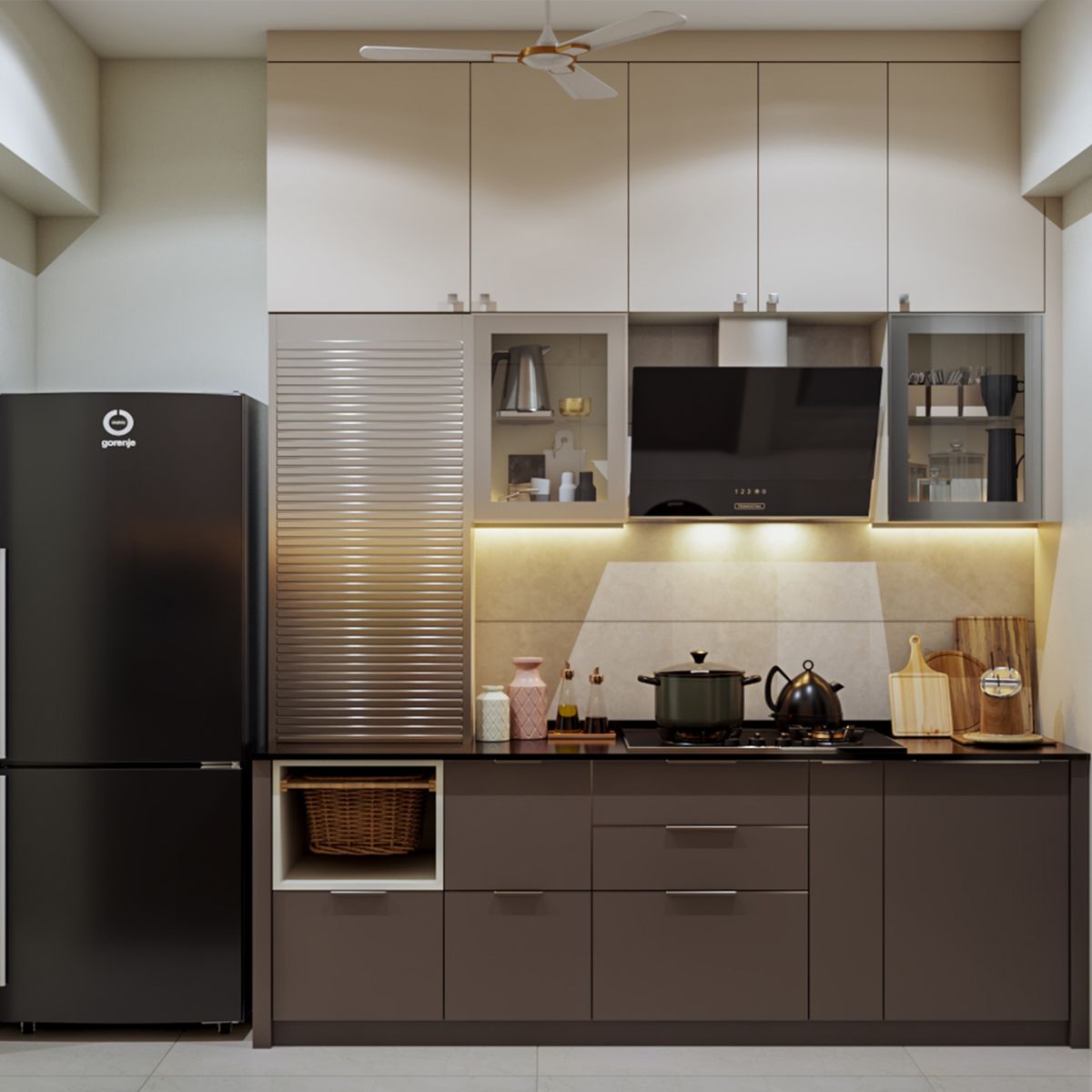 Contemporary Parallel Kitchen Design With Granite Countertop and Open ...