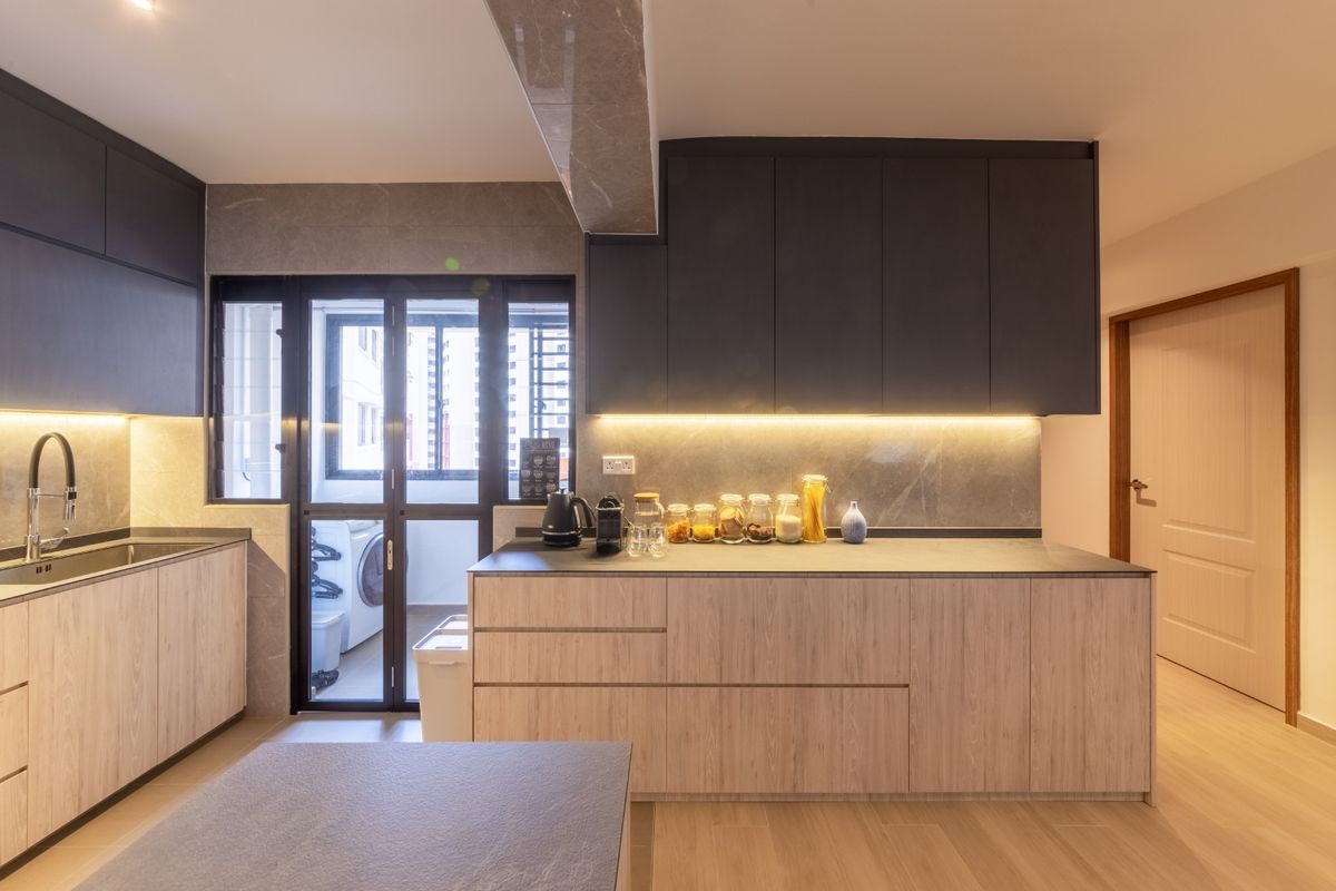 Brown And Grey Kitchen Interior Design | Livspace