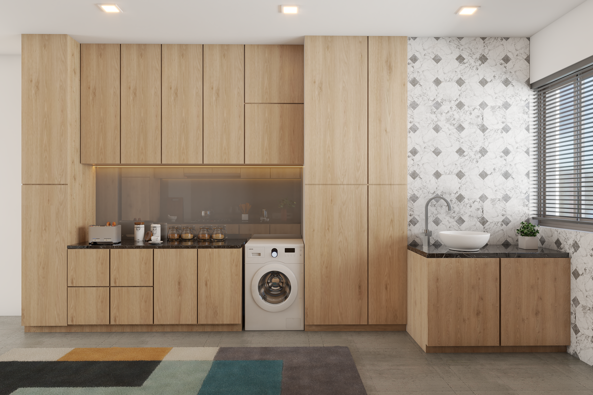 Light Wood Fully Functional Scandinavian Kitchen Design Idea | Livspace