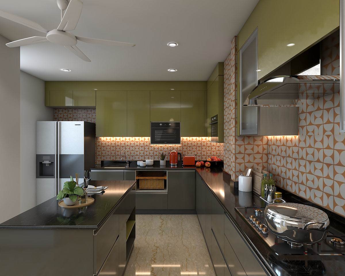 Elegant Modern Style Spacious Kitchen Design | Livspace