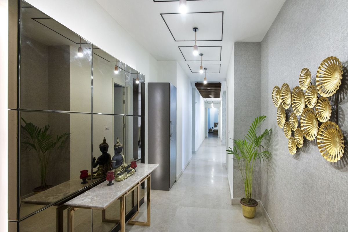 4BHK Gurgaon Flat Contemporary Design with Serene Entryway and Colorful ...