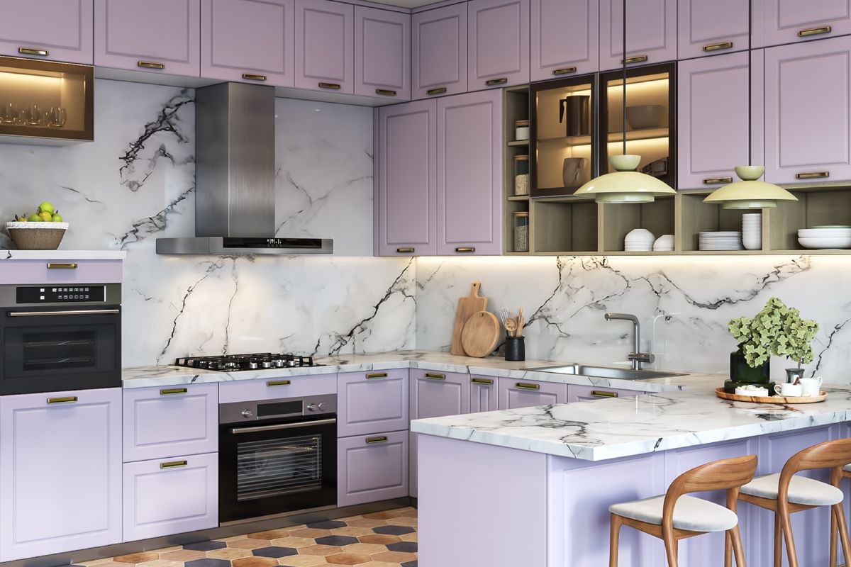 Rectangle White And Black Kitchen Tile Design Livspace