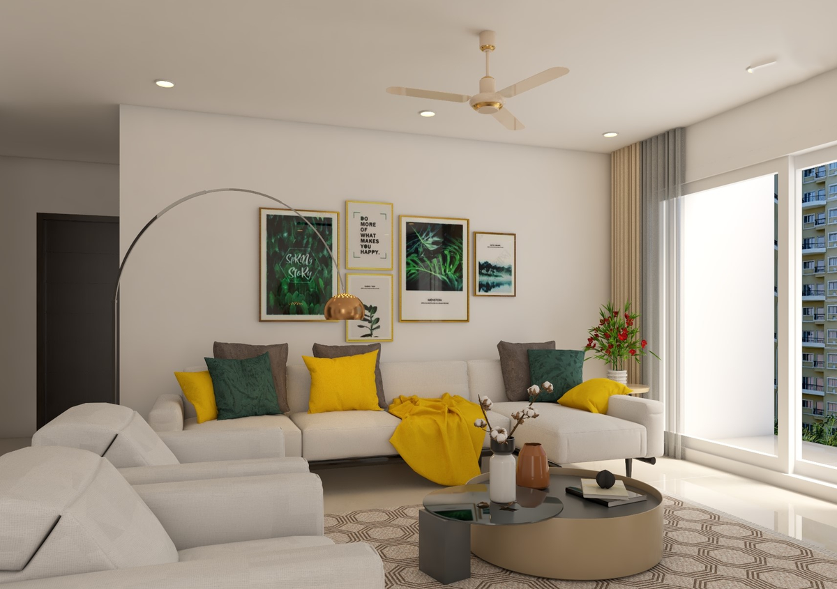 Modern Design Spacious Well-Planned Naturally-Lit Living Room | Livspace