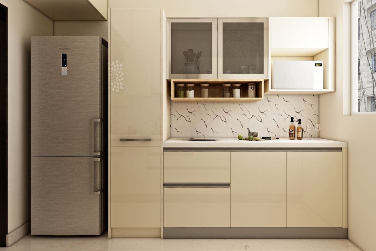 Two Side Kitchen Design Spacious Parallel Kitchen Design With Pooja Room | Livspace